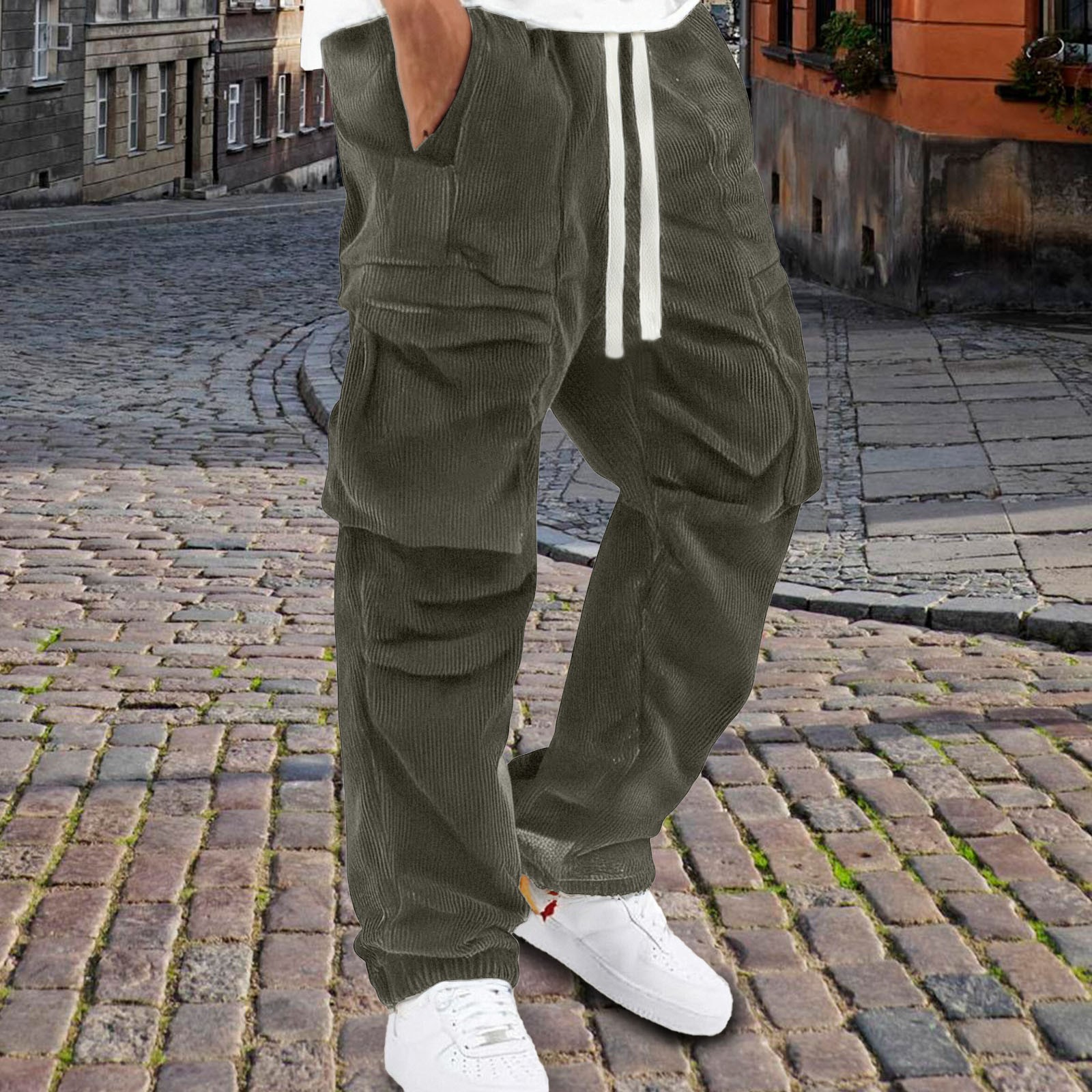 thumbnail image 2 of Pantalones cargo para hombre - Pantalones utilitarios para trabajo al aire libre - Poliéster, resistentes, múltiples bolsillos, tallas S-XXL, 2 of 5